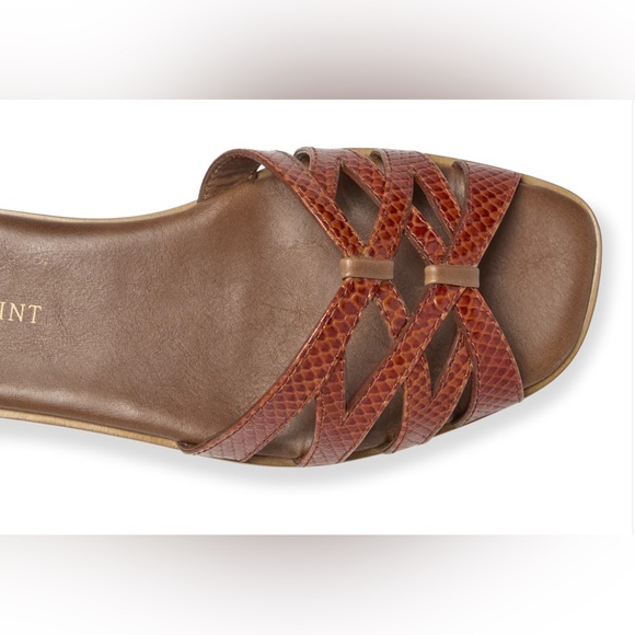 Sarah Flint - Kim Sandal Toffee Brown Embossed Calf Leather Slides, Size 9 - Picture 2 of 10